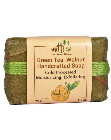 Green tea walnut handcrafted soap