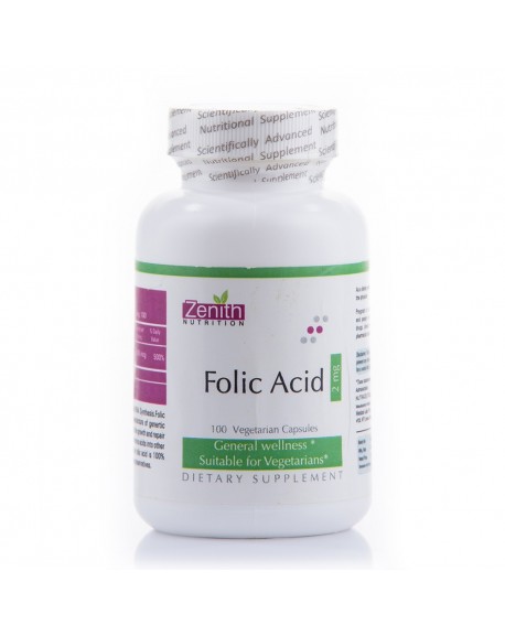 Zenith Nutrition Folic Acid  2mg - 100 Capsules
