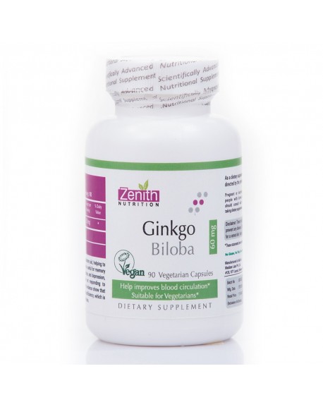 Zenith Nutrition Ginkgo Biloba 60mg - 90 Capsules